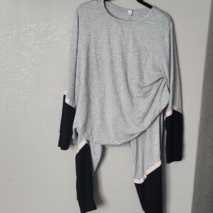 Gray and Black Asymmetrical Long Sleeve Tunic